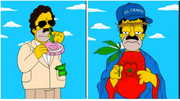 Left: Pablo Escobar, Right: 'El Chapo' Guzman, by Alexsandro Palombo
